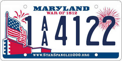 MD license plate 1AA4122