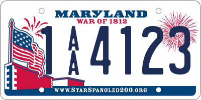 MD license plate 1AA4123