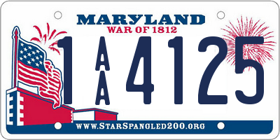 MD license plate 1AA4125