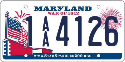 MD license plate 1AA4126