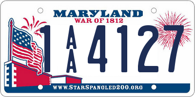 MD license plate 1AA4127