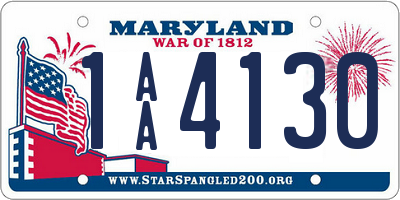 MD license plate 1AA4130