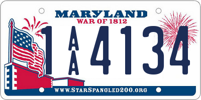 MD license plate 1AA4134