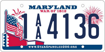 MD license plate 1AA4136