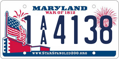 MD license plate 1AA4138