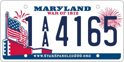 MD license plate 1AA4165