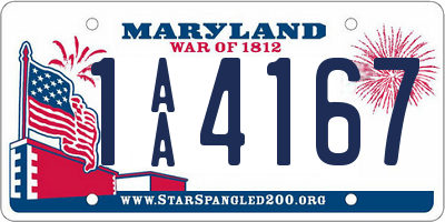 MD license plate 1AA4167