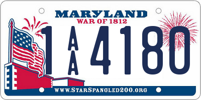 MD license plate 1AA4180