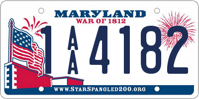 MD license plate 1AA4182