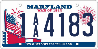 MD license plate 1AA4183