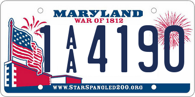 MD license plate 1AA4190