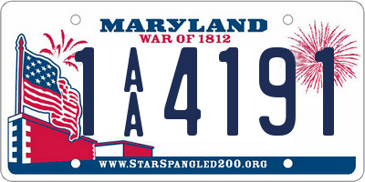 MD license plate 1AA4191