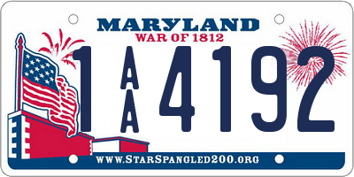 MD license plate 1AA4192