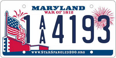 MD license plate 1AA4193