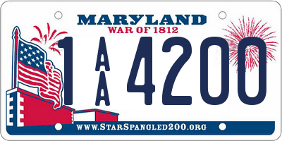 MD license plate 1AA4200