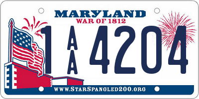 MD license plate 1AA4204