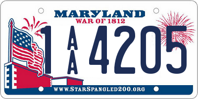 MD license plate 1AA4205