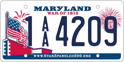 MD license plate 1AA4209