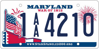 MD license plate 1AA4210