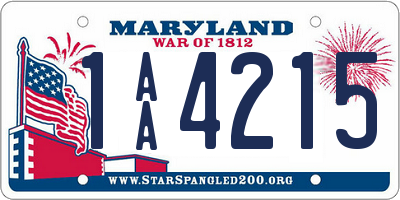 MD license plate 1AA4215