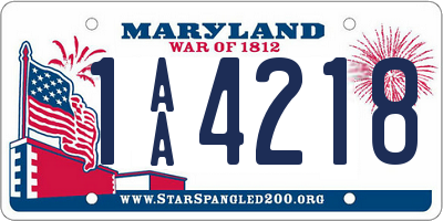 MD license plate 1AA4218