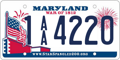 MD license plate 1AA4220