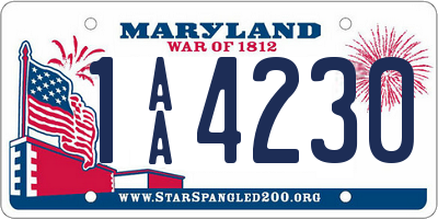 MD license plate 1AA4230