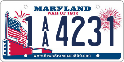 MD license plate 1AA4231