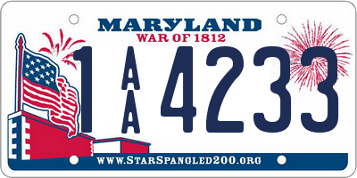 MD license plate 1AA4233