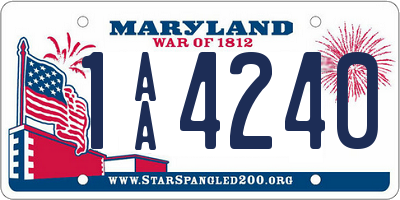 MD license plate 1AA4240