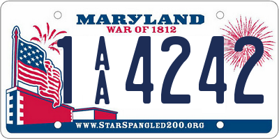 MD license plate 1AA4242