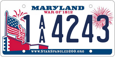 MD license plate 1AA4243