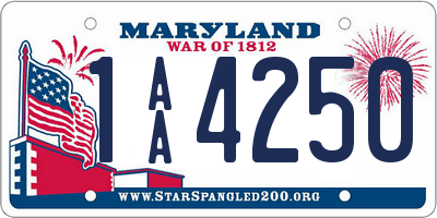 MD license plate 1AA4250