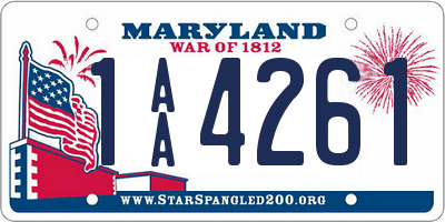 MD license plate 1AA4261