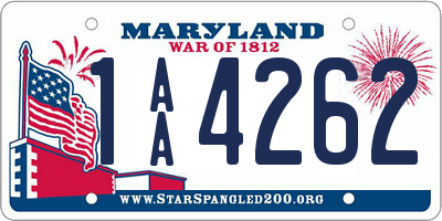 MD license plate 1AA4262