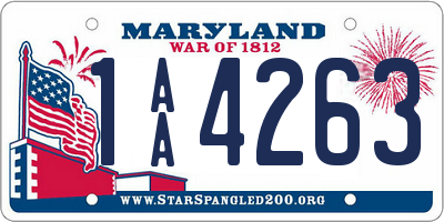 MD license plate 1AA4263