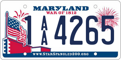 MD license plate 1AA4265