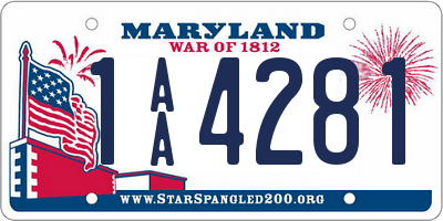 MD license plate 1AA4281