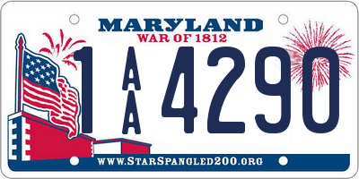 MD license plate 1AA4290