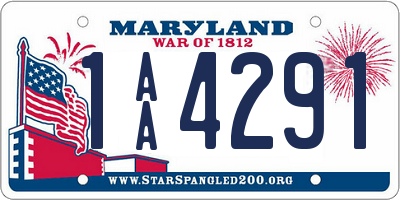 MD license plate 1AA4291