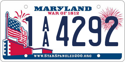 MD license plate 1AA4292