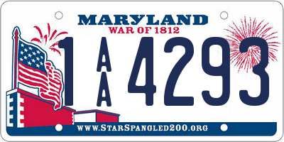 MD license plate 1AA4293