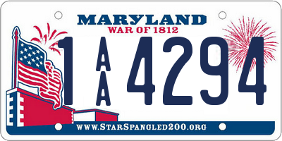 MD license plate 1AA4294