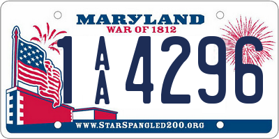 MD license plate 1AA4296