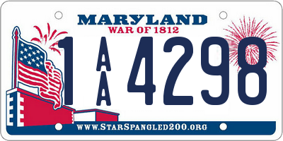 MD license plate 1AA4298