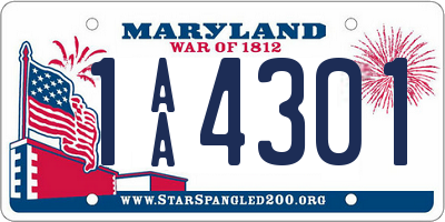 MD license plate 1AA4301