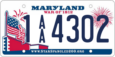 MD license plate 1AA4302