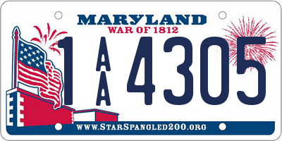 MD license plate 1AA4305