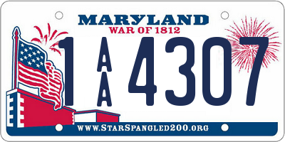 MD license plate 1AA4307