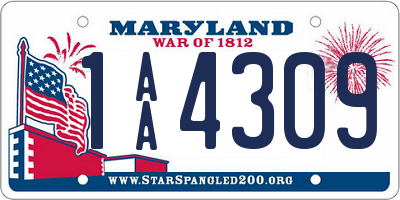 MD license plate 1AA4309